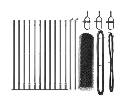 Tvora Su Stulpais Pilka 0.5 X 25 M Pvc Dengtas Plienas