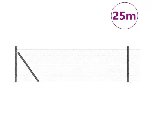 Tvora Su Stulpais Pilka 0.5 X 25 M Pvc Dengtas Plienas