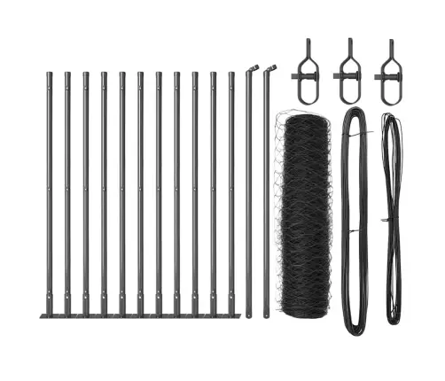 Tvora Su Stulpais Pilka 0.5 X 25 M Pvc Dengtas Plienas