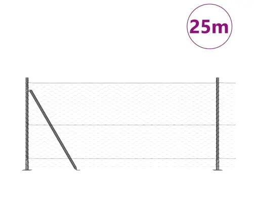 Sešstūra Žogs Pelēks 0.8X25 M Tērauds Vidaxl
