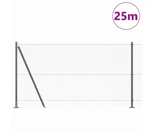 Tvora Su Stulpais Pilka 1.2 X 25 M Pvc Dengtas Plienas