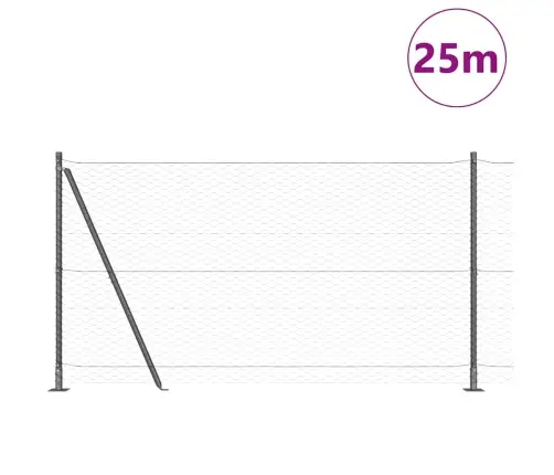 Tvora Su Stulpais Pilka 1.2 X 25 M Pvc Dengtas Plienas