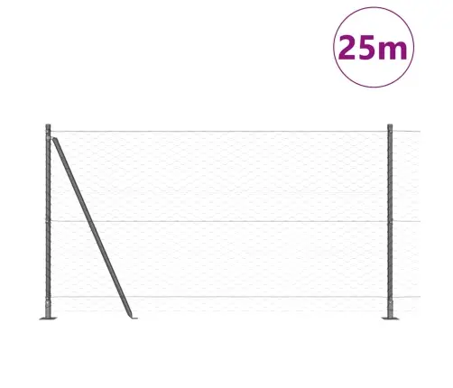 Tvora Su Stulpais Pilka 1.2 X 25 M Pvc Dengtas Plienas