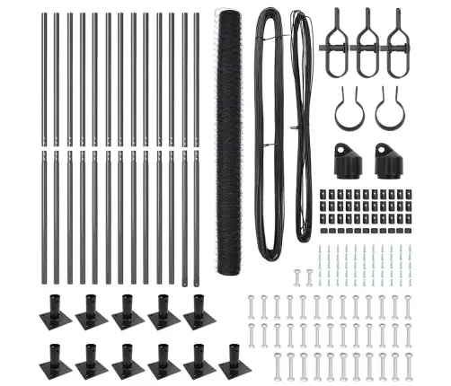 Tvora Su Stulpais Pilka 1.5 X 25 M Pvc Dengtas Plienas