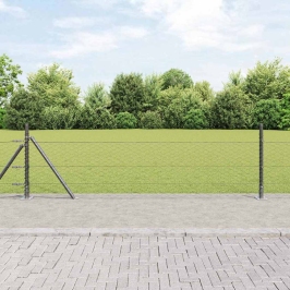 Žogs Ar Stabiem. Pelēka 0.4 X 50 M Pvc Pārklāts Tērauds Vidaxl