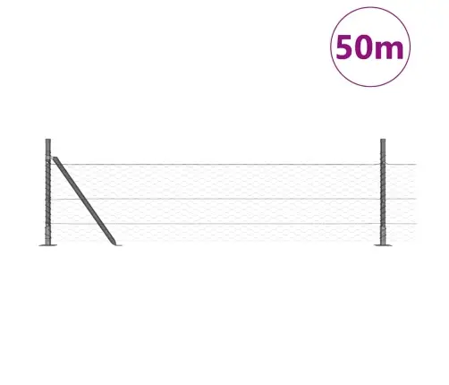 Sešstūra Žogs Pelēks 0.4X50 M Tērauds Vidaxl