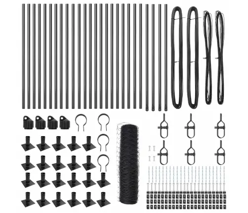 Tvora Su Stulpais Pilka 0.6 X 50 M Pvc Dengtas Plienas