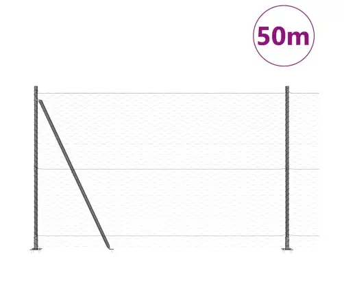 Tvora Su Stulpais Pilka 1.4 X 50 M Pvc Dengtas Plienas