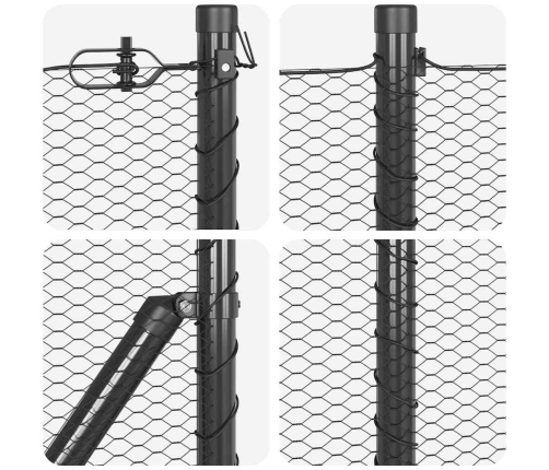 Tvora Su Stulpais Pilka 0.6 X 100 M Pvc Dengtas Plienas