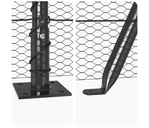Tvora Su Stulpais Pilka 0.6 X 100 M Pvc Dengtas Plienas