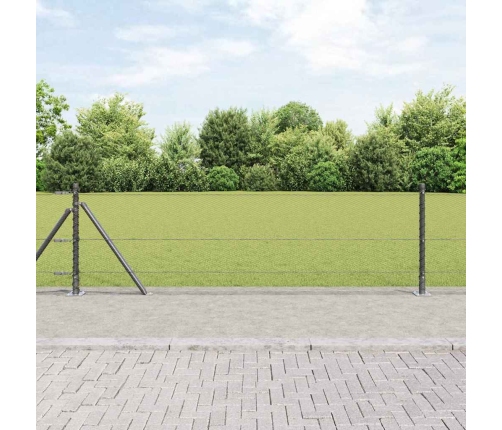 Tvora Su Stulpais Pilka 0.6 X 100 M Pvc Dengtas Plienas
