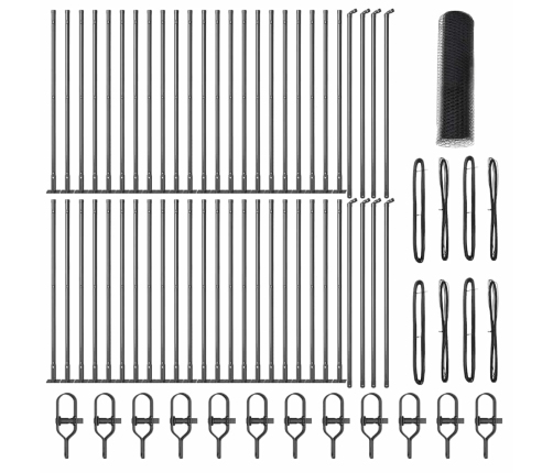 Tvora Su Stulpais Pilka 0.6 X 100 M Pvc Dengtas Plienas