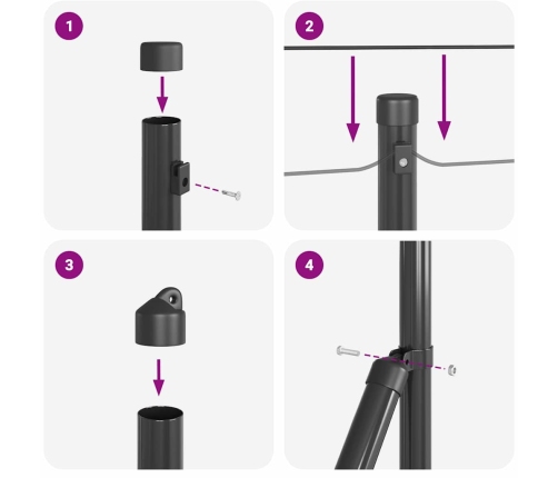 Tvora Su Stulpais Pilka 0.6 X 100 M Pvc Dengtas Plienas