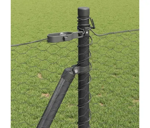 Tvora Su Stulpais Pilka 0.8 X 100 M Pvc Dengtas Plienas