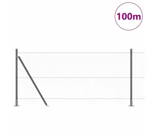 Tvora Su Stulpais Pilka 0.8 X 100 M Pvc Dengtas Plienas