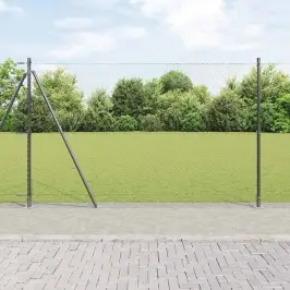 Žogs Ar Stabiem. Pelēka 1.6 X 100 M Pvc Pārklāts Tērauds Vidaxl