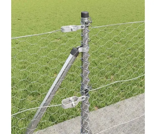 Aed Koos Postidega Hõbedane 0.4 X 10 M Pvc Kaetud Teras