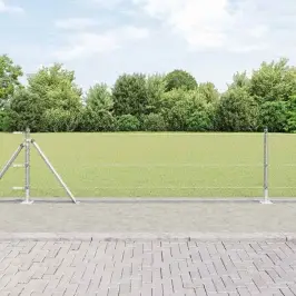 Žogs Ar Stabiem. Sudraba 0.6 X 10 M Pvc Pārklāts Tērauds Vidaxl