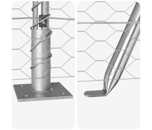 Tvora Su Stulpais Sidabro 1 X 10 M Pvc Dengtas Plienas