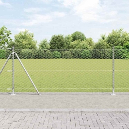 Tvora Su Stulpais Sidabro 1 X 10 M Pvc Dengtas Plienas
