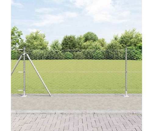 Tvora Su Stulpais Sidabro 1 X 10 M Pvc Dengtas Plienas