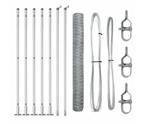 Tvora Su Stulpais Sidabro 1 X 10 M Pvc Dengtas Plienas