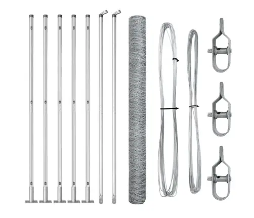 Tvora Su Stulpais Sidabro 1.6 X 10 M Pvc Dengtas Plienas Tvora Su Stulpais Sidabro 1.6 X 10 M Pvc Dengtas Plienas