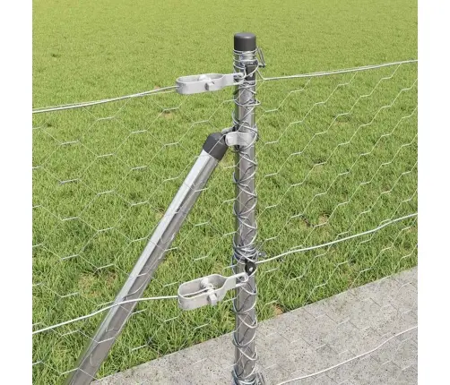 Tvora Su Stulpais Sidabro 0.4 X 25 M Pvc Dengtas Plienas