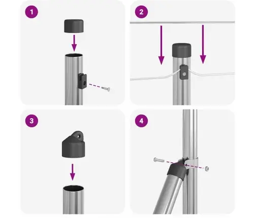 Tvora Su Stulpais Sidabro 0.4 X 25 M Pvc Dengtas Plienas