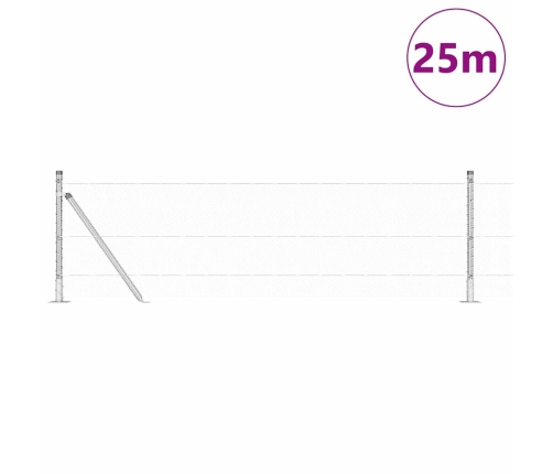 Tvora Su Stulpais Sidabro 0.5 X 25 M Pvc Dengtas Plienas