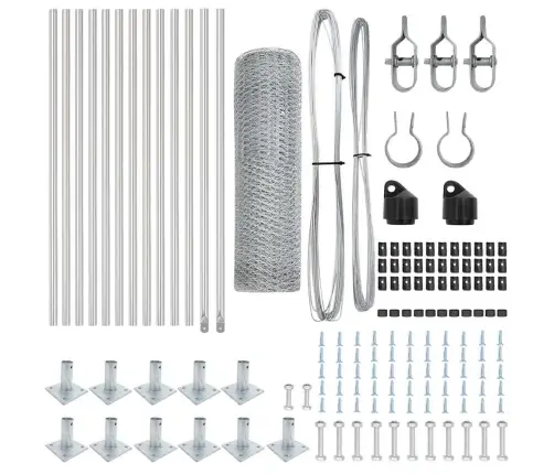 Tvora Su Stulpais Sidabro 0.5 X 25 M Pvc Dengtas Plienas