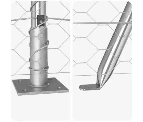 Aed Koos Postidega Hõbedane 1.2 X 25 M Pvc Kaetud Teras