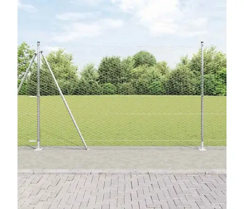 Aed Koos Postidega Hõbedane 1.4 X 25 M Pvc Kaetud Teras