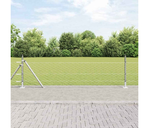 Tvora Su Stulpais Sidabro 0.4 X 50 M Pvc Dengtas Plienas