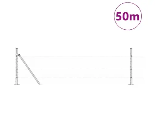 Tvora Su Stulpais Sidabro 0.5 X 50 M Pvc Dengtas Plienas