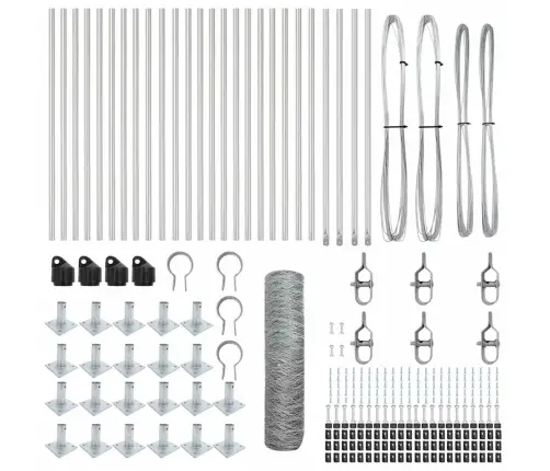 Tvora Su Stulpais Sidabro 0.5 X 50 M Pvc Dengtas Plienas