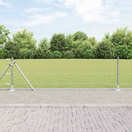 Žogs Ar Stabiem. Sudraba 0.6 X 50 M Pvc Pārklāts Tērauds Vidaxl