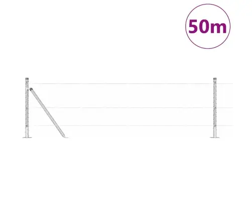 Aed Koos Postidega Hõbedane 0.6 X 50 M Pvc Kaetud Teras