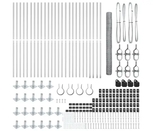 Aed Koos Postidega Hõbedane 1.6 X 50 M Pvc Kaetud Teras