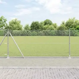 Žogs Ar Stabiem. Sudraba 1 X 100 M Pvc Pārklāts Tērauds Vidaxl