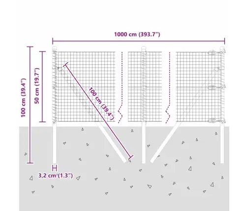 Tvora Su Stulpais Sidabro 0.5 X 10 M Plienas