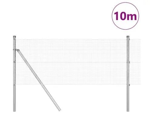 Cinkota Stieples Žogs Ar 7 Stabiem 0.6X10 M Cinkota Tērauda Vidaxl