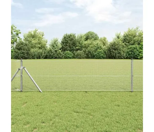 Metināta Acu Žogs Ar 7 Stabiem 0.6X10 M Galvanizētā Tēraudā Vidaxl