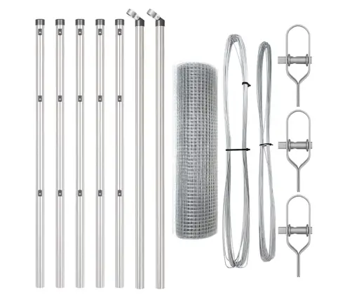 Metināta Acu Žogs Ar 7 Stabiem 0.6X10 M Galvanizētā Tēraudā Vidaxl