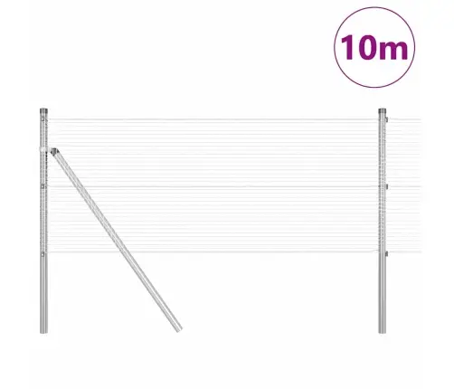 Metināta Acu Žogs Ar 7 Stabiem 0.6X10 M Galvanizētā Tēraudā Vidaxl