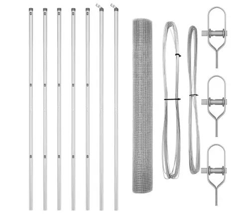 Metinātā Stieples Žogs Ar 7 Stabiem 1.2X10 M Galvanizēts Tērauds Vidaxl