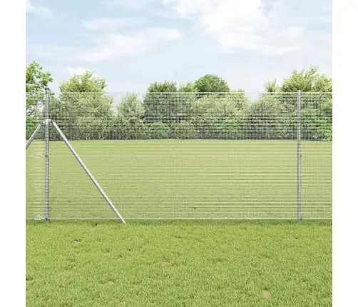 Metināts Stieples Žogs Ar 7 Stabiem 1.4X10 M Cinkots Tērauds Vidaxl