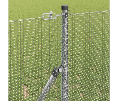 Metināts Stieples Žogs Ar 7 Stabiem 1.4X10 M Cinkots Tērauds Vidaxl