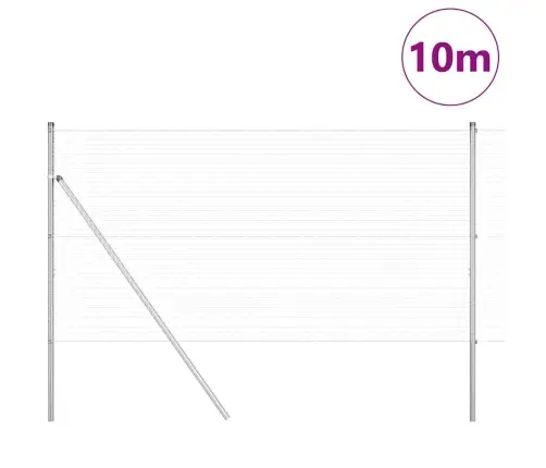 Metināta Stieple Žogs Ar 7 Posteņiem 1.4X10 M Galvanizēta Tērauda Vidaxl