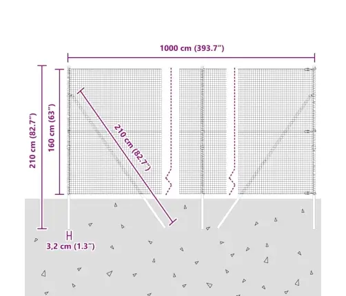 Sasaldo Stieples Žogs Ar 7 Stabiem 1.6X10 M Galvanizēta Tērauda Vidaxl